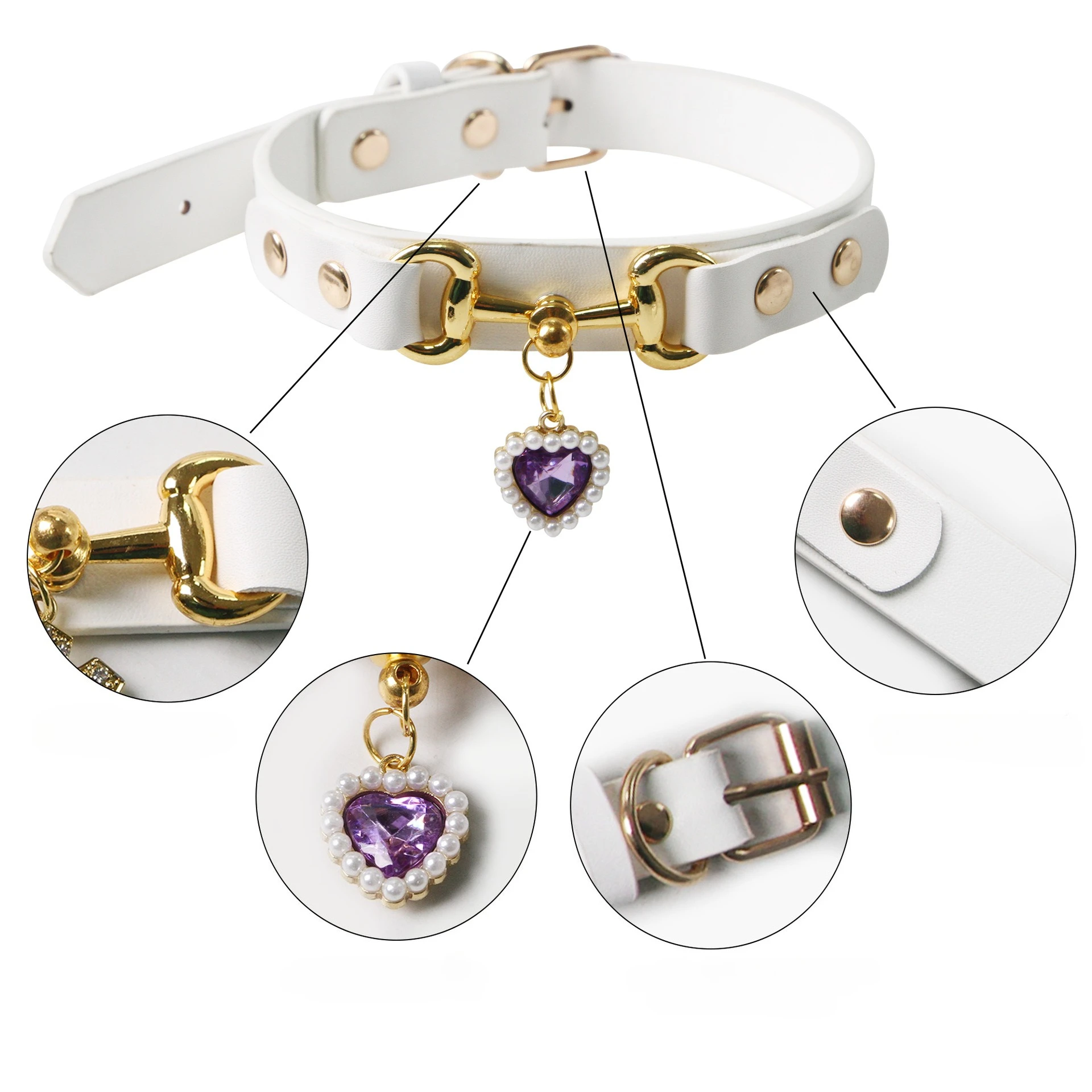 Collar de cuero resistente para perros pequeños, cachorros y pug - imagen 4