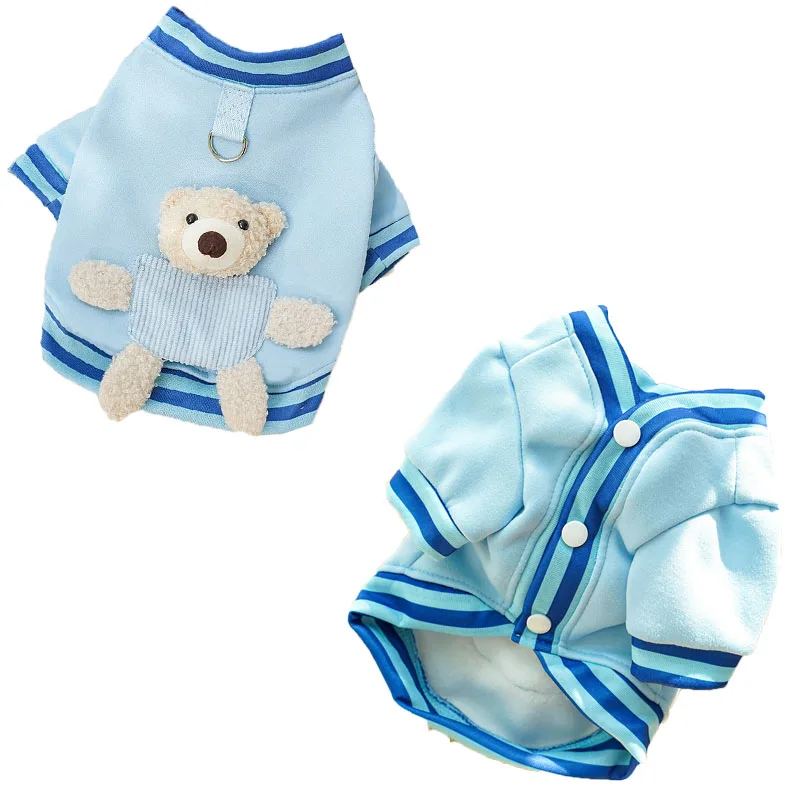 Abrigo con capucha para perro, cárdigan cálido, sudadera con patrón de oso, ropa para mascotas, abrigo para perro, chaqueta para perros pequeños, traje de Bulldog Francés Dachshund - imagen 5