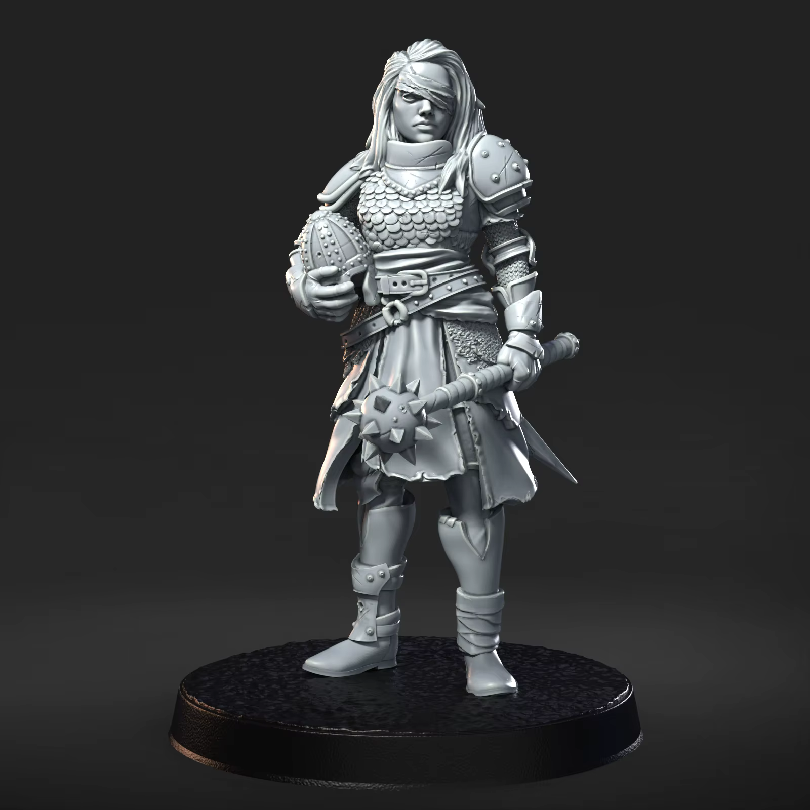 Figura de resina para coleccionismo guerrera con martillo lobo - imagen 5