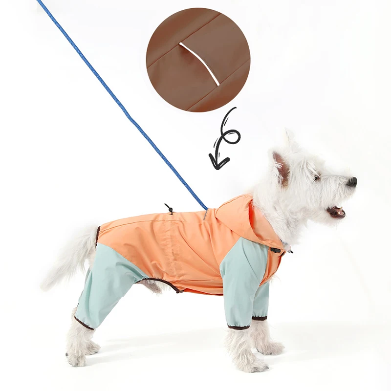 Chubasquero remolcable para cachorros, mono impermeable para mascotas para perros pequeños, abrigos de lluvia maltés para caniche de Pomerania, monos, ropa para mascotas - imagen 5
