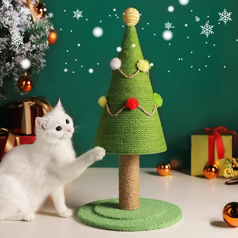 Columna rascador de Sisal con forma de árbol de Navidad para gatos, muebles para mascotas, marco de escalada con patas de molienda, tabla rascadora para gatos - imagen 2