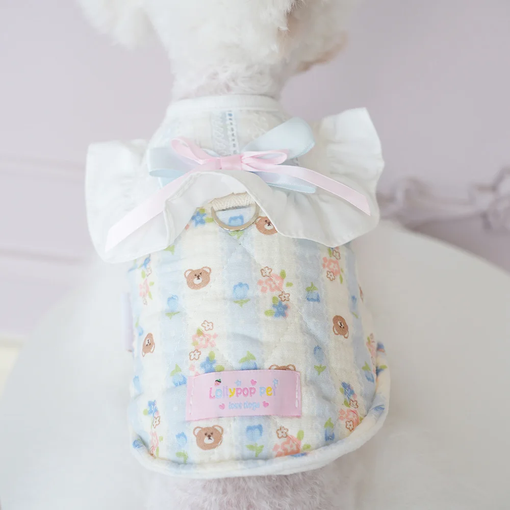 Vestido de princesa con lazo bonito para otoño/invierno, abrigo para perros pequeños, ropa para perros y gatos, ropa para perros pequeños y cachorros - imagen 3