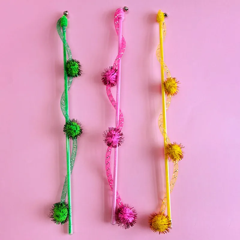 Juguete para gatos, pelota de lana, palos para gatos, juguetes para gatos, palo elástico interactivo, juguetes para gatos, bola colorida, juguete con borlas, rompecabezas para gatitos