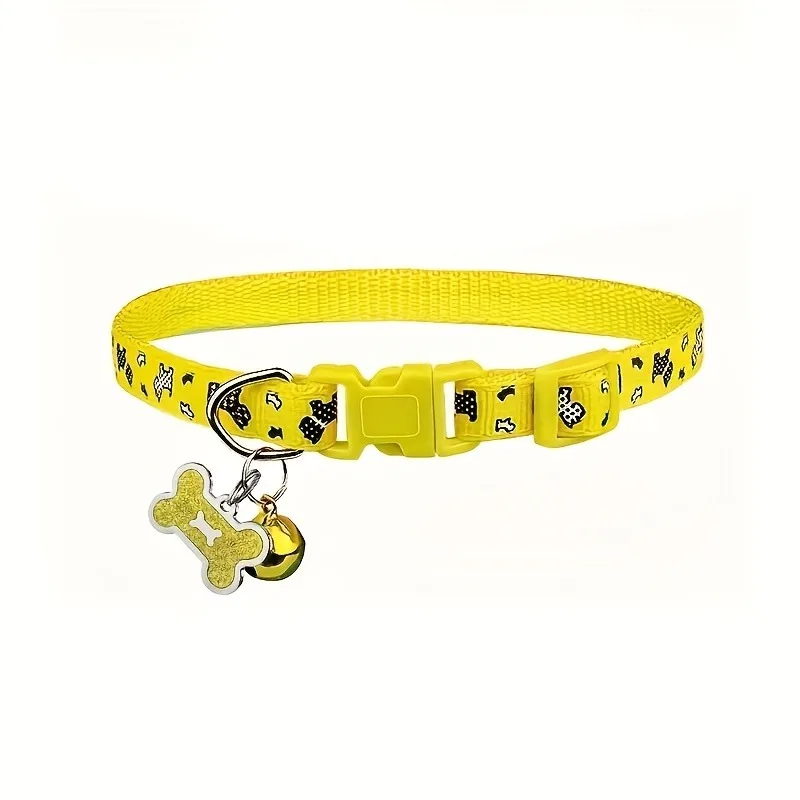 Collar de gato personalizado con nombre grabado y número de teléfono, etiqueta de identificación, patrón de hueso con estampado de pata brillante ajustable para perros pequeños y gatos - imagen 4