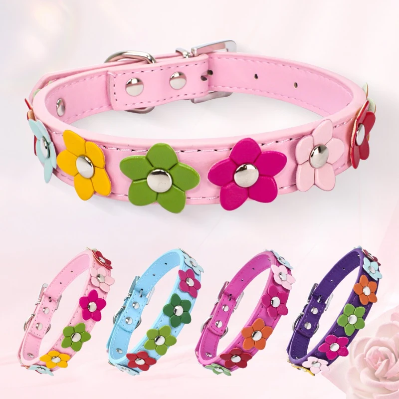Juego de collar y correa para perro de piel sintética floral: ajustable, transpirable y elegante para perros, perfecto para Navidad y fiestas - imagen 2