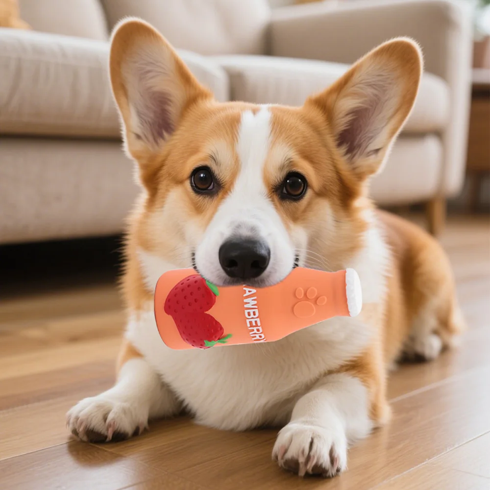 Juguete para masticar para perros, juguete chirriante de látex para limpieza de dientes, autojuego para aliviar el aburrimiento, suministros duraderos para mascotas para perros - imagen 3