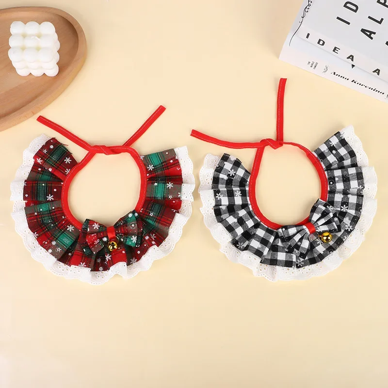 Nuevo Collar navideño para gatos con campanas, accesorios para perros pequeños, bufanda lavable, Collar Bandana, Baberos - imagen 4