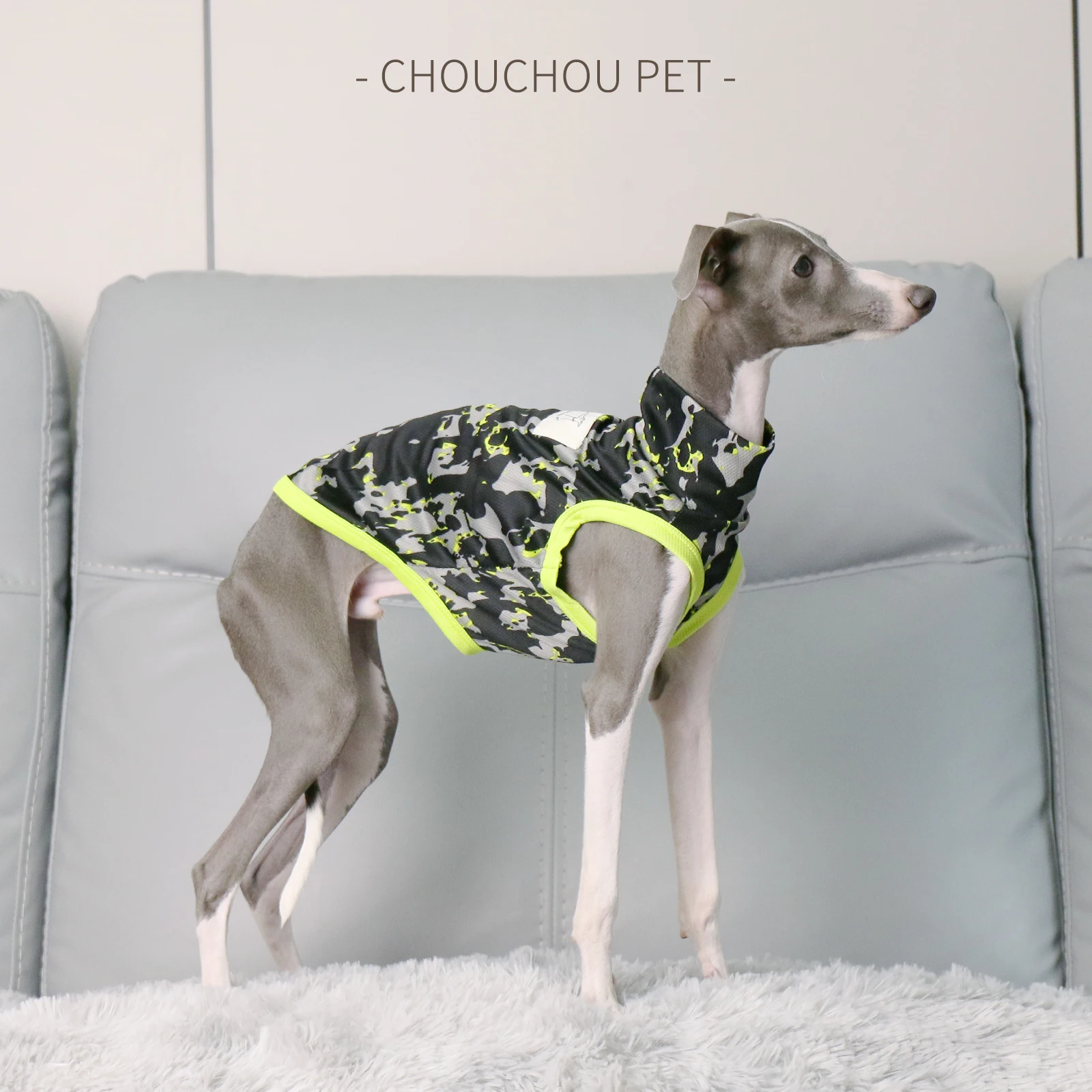 Chaleco italiano Greyhound Whippet de verano con bloques de colores, protector solar transpirable, ropa ligera para mascotas - imagen 5
