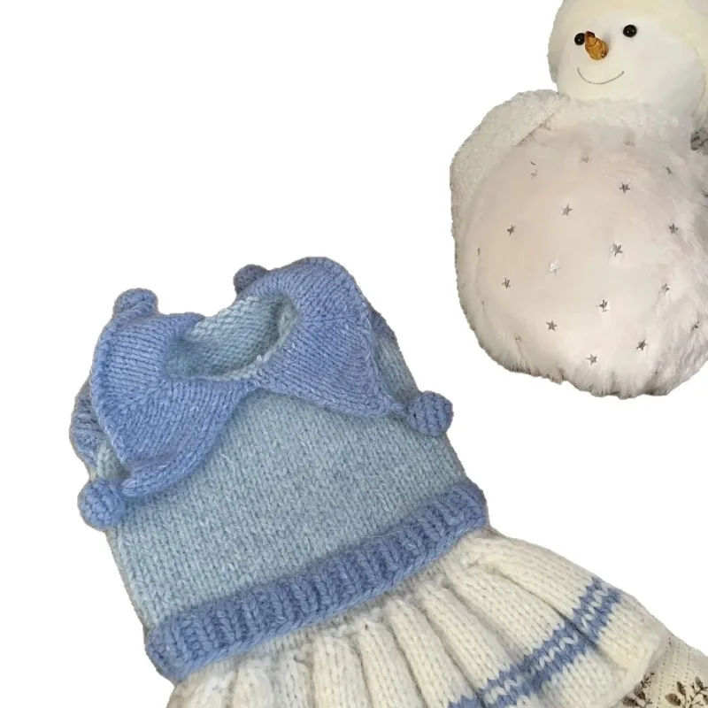 Suéter azul a rayas cálido para perros pequeños – abrigo invierno - imagen 5