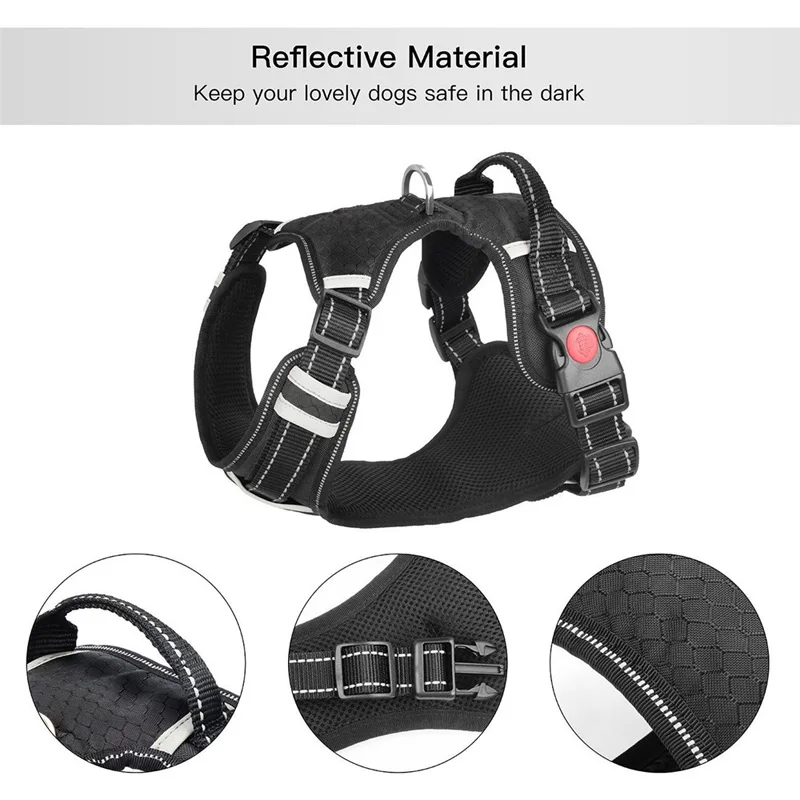 Arnés transpirable para perros grandes, chaleco ajustable para perros pequeños, medianos y grandes, correa a juego, Collar reflectante, suministros de entrenamiento para mascotas - imagen 3