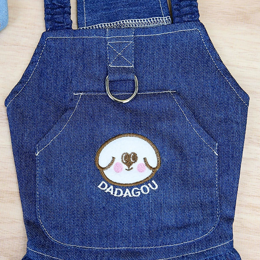 Falda de mezclilla transpirable con anillo D para gatos y perros mini - imagen 3