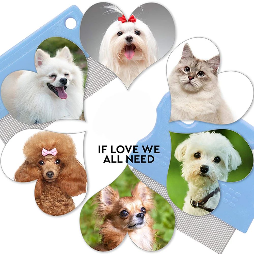 Peine de aseo para perros, eliminador de manchas de desgarro, elimina suavemente la mucosidad y la corteza, piojos pequeños, peine para mascotas, peine para pulgas - imagen 2