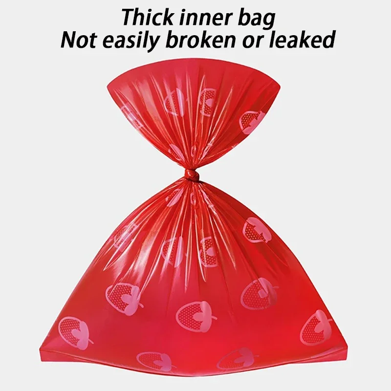 Dispensador de bolsas para excrementos de perros, 7 rollos, fragante de fresa, bolsa de basura ecológica para perros, bolsa de basura gruesa biodegradable para cachorros, recoger - imagen 4