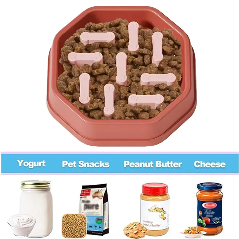 Cuenco de comida lenta para mascotas, cuenco de comida lenta antiasfixia para perros, cuenco de comida lenta ajustable para gatos, antideslizante, antideslizante