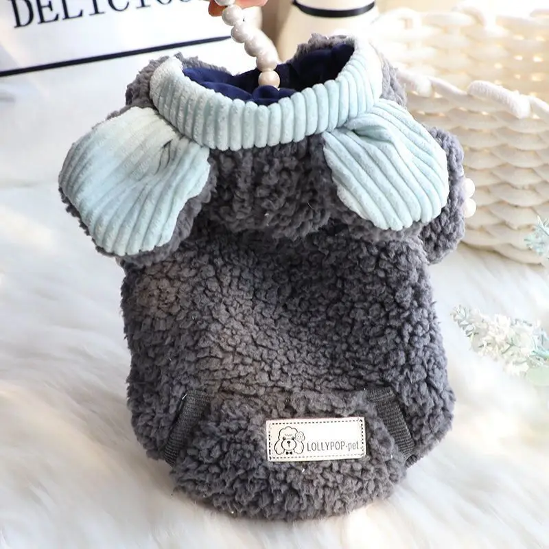 Ropa de otoño e invierno para cachorros, abrigo divertido con orejas de Animal para perros pequeños, ropa cálida para mascotas, chaqueta polar para Chihuahua y perro salchicha