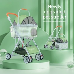 Cochecitos desmontables para mascotas, carrito de tres usos para gatos y perros, carrito Universal con rejilla de mil pájaros, productos para mascotas