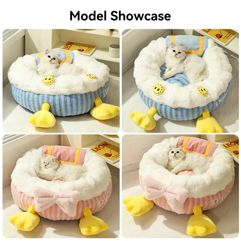 Cojín de dibujos animados para dormir para gato, cama Universal extraíble y lavable para las cuatro estaciones, sofá para mascotas - imagen 2