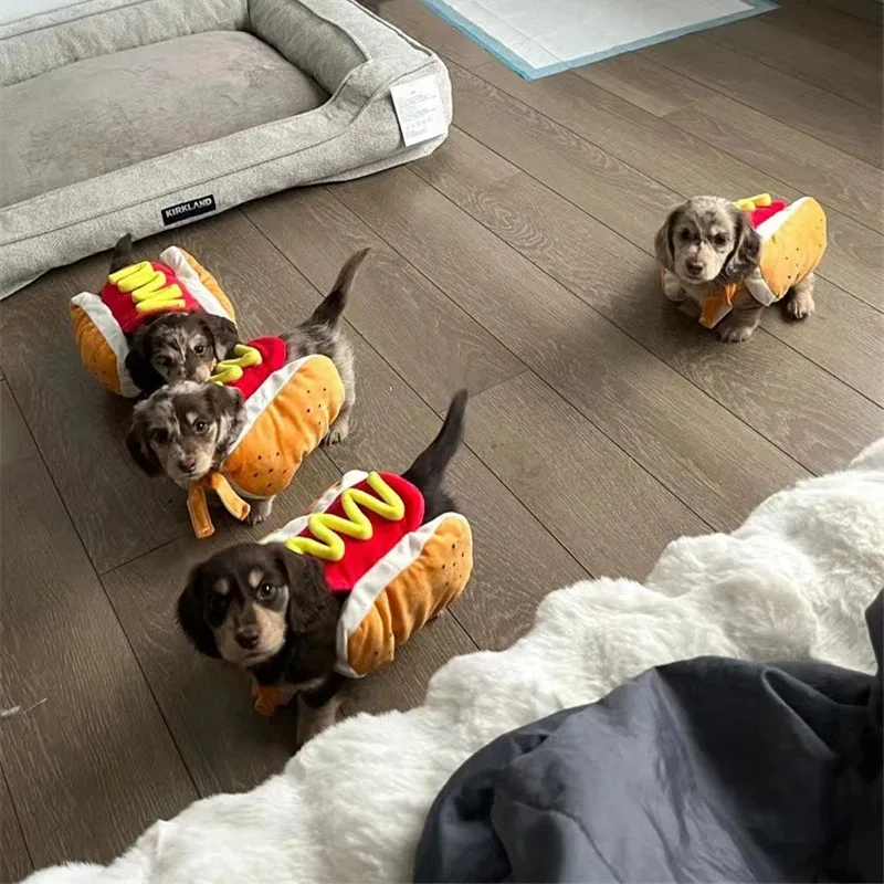 Divertidos disfraces de Halloween para perros, ropa ajustable con forma de perro caliente, salchicha, salchicha, ropa para mascotas, traje de fiesta para gatos - imagen 2