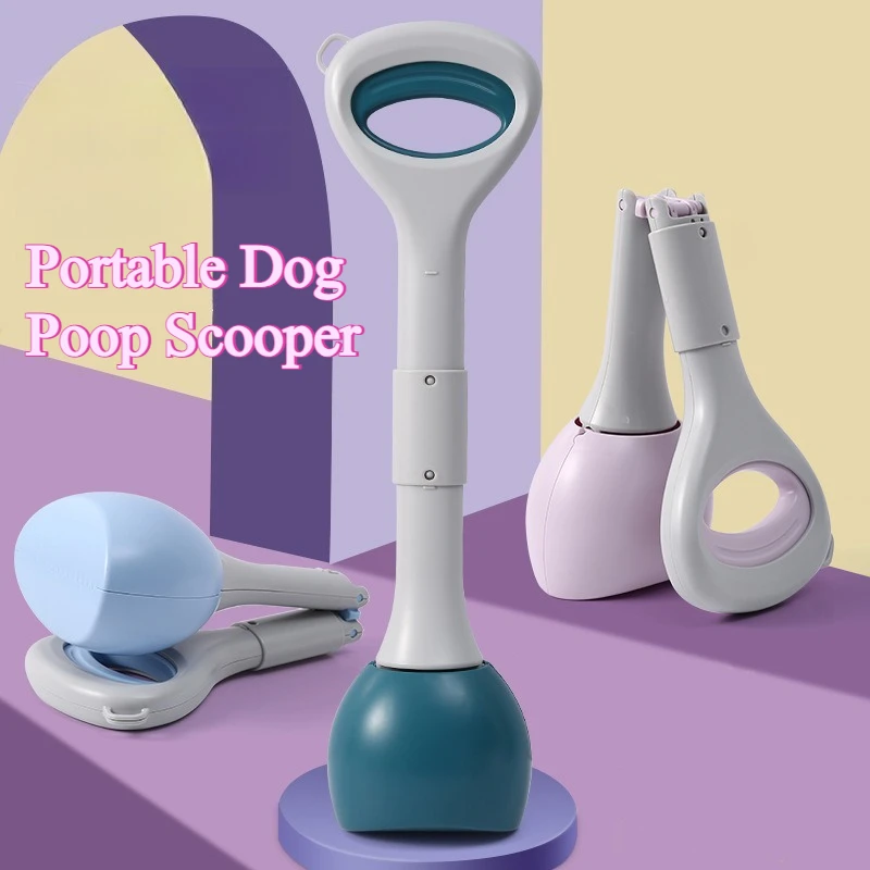 Cuchara portátil para excrementos de perros, pala para residuos de mascotas con mango largo, recogedor de excrementos ergonómico para caminatas al aire libre y suministros de limpieza de viajes - imagen 2