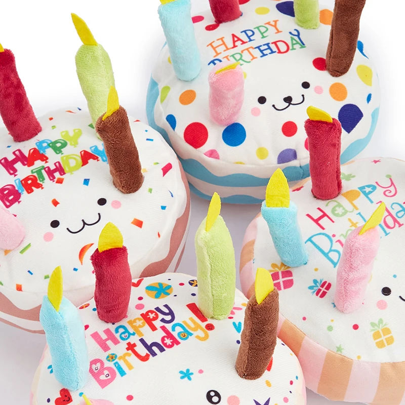 Pastel de cumpleaños para perros y mascotas, juguetes de interés para hacer sonido, molar resistente a mordeduras para pasar el tiempo, juguetes de peluche, regalo de cumpleaños - imagen 4