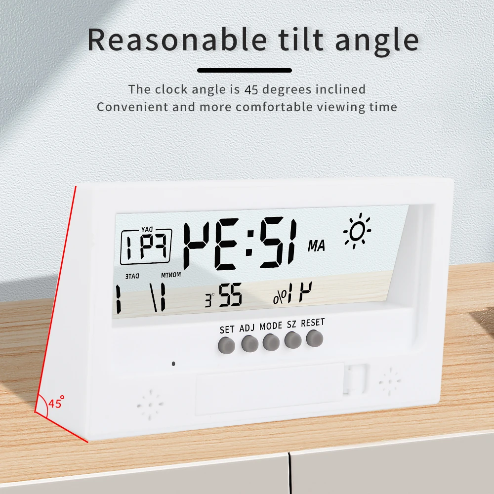 Medidor electrónico multifuncional de temperatura y humedad, despertador, termómetro LED, higrómetro, estación meteorológica para el hogar y la Oficina