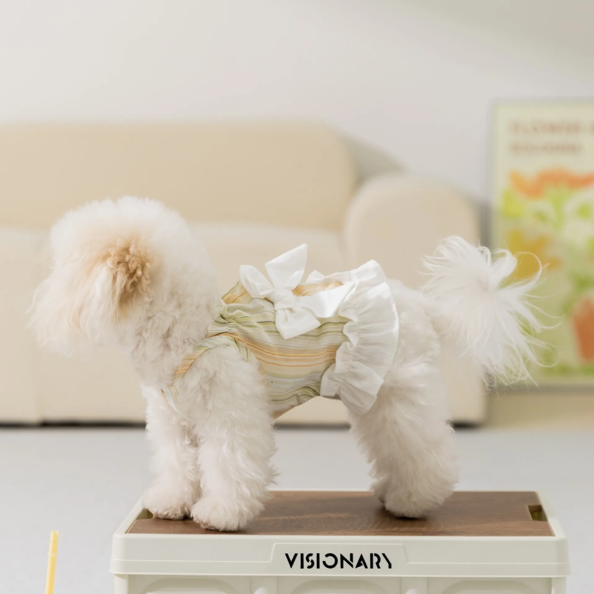 Nueva camiseta sin mangas a rayas para mascotas, falda con tirantes y lazo para mujer, ropa para mascotas, ropa para perros pequeños, ropa para cachorros - imagen 2