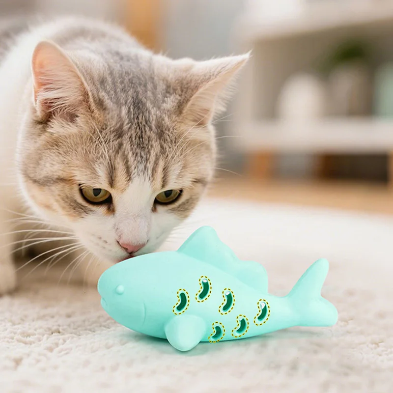 Juguete interactivo de comida con fugas para gatos, juguetes para masticar de silicona para gatos, juguete de limpieza de dientes de gatito resistente a mordeduras, juguete para mascotas en forma de pez, accesorios para gatos - imagen 5