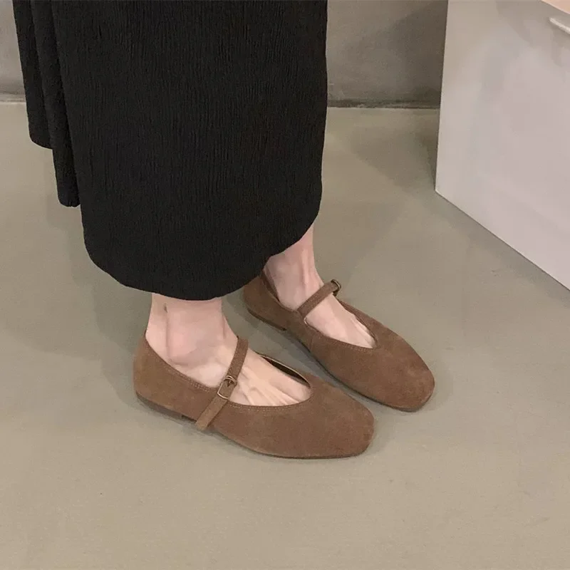 Zapatos planos de punta redonda para mujer, zapatillas de Ballet informales sin cordones, de cuero suave, novedad de primavera, 2024 - imagen 5