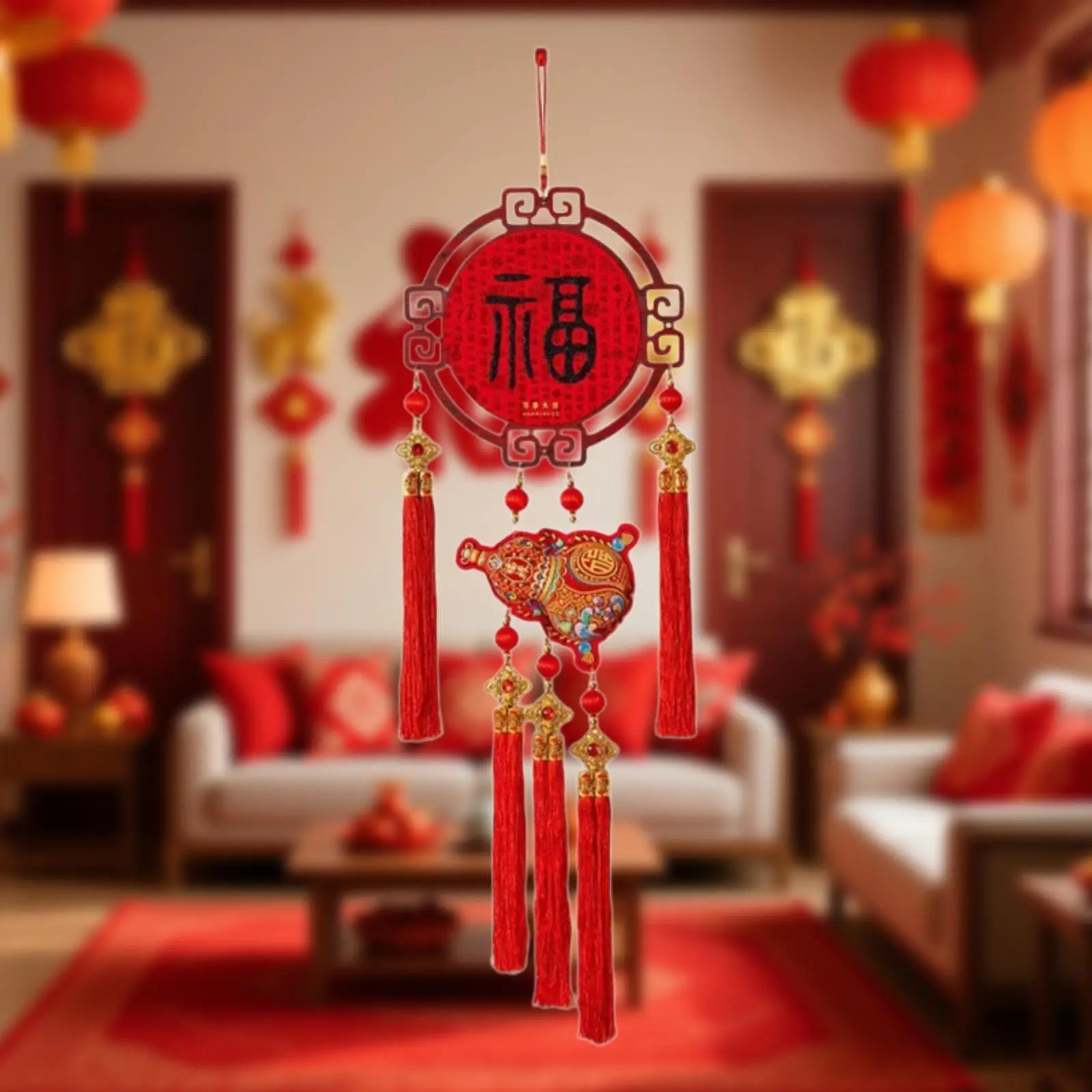 Colgante rojo Año Nuevo Lunar para gatos y perros – Decoración porche - imagen 4