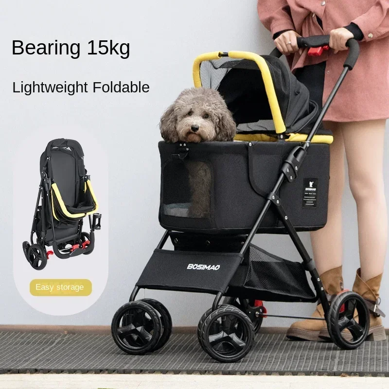 Carro integrado para mascotas, perros pequeños y medianos, ligero, plegable, Teddy Corgi, carrito para caminar para perros, cochecito para gatos, transportador para mascotas