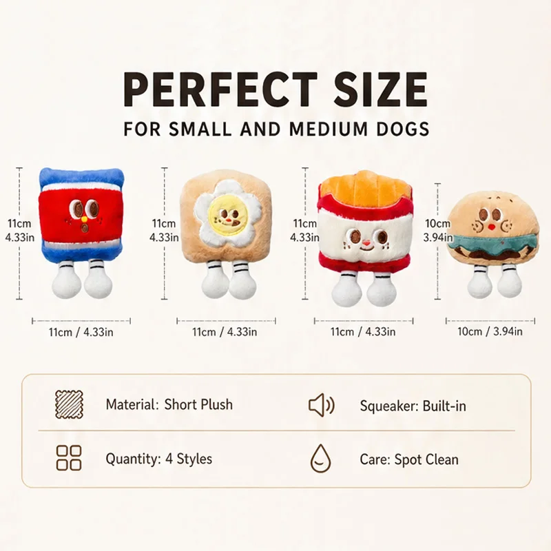 Juguetes peluche con forma de comida para perros pequeños y medianos - imagen 2