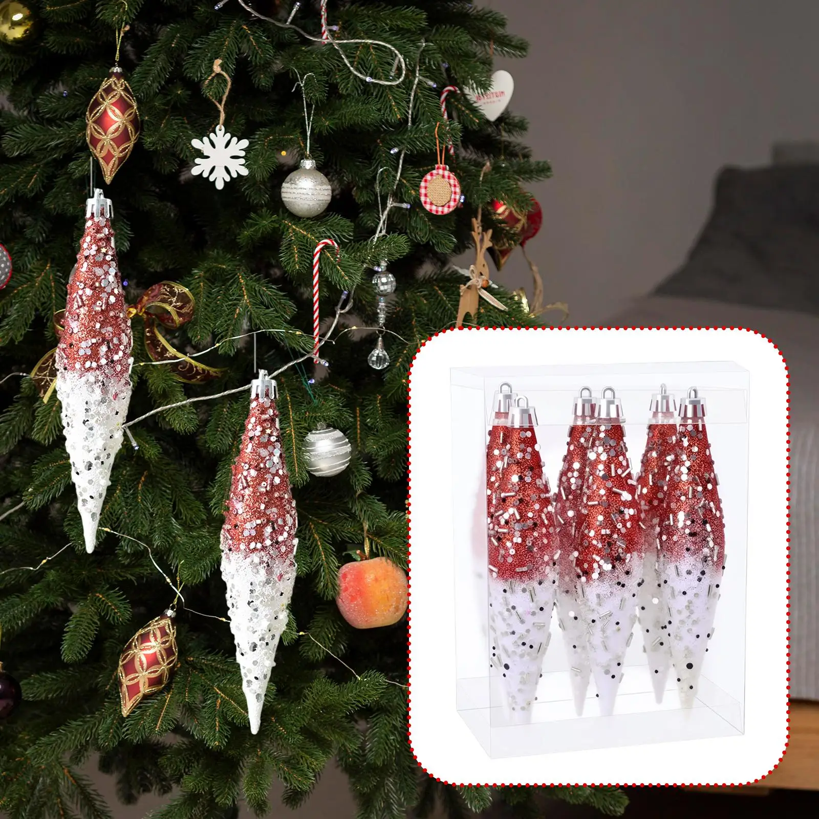 6 Pieces Christmas Droplet Hanging Ornaments Party Favor DIY