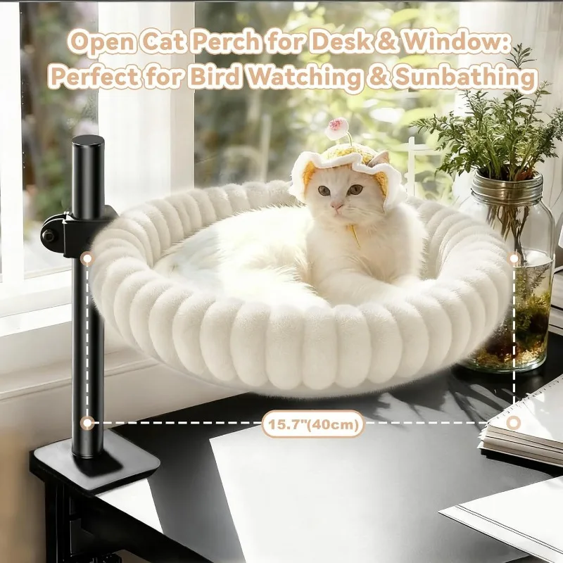 Hamaca de escritorio para gatos con felpa ajustable y segura - imagen 5