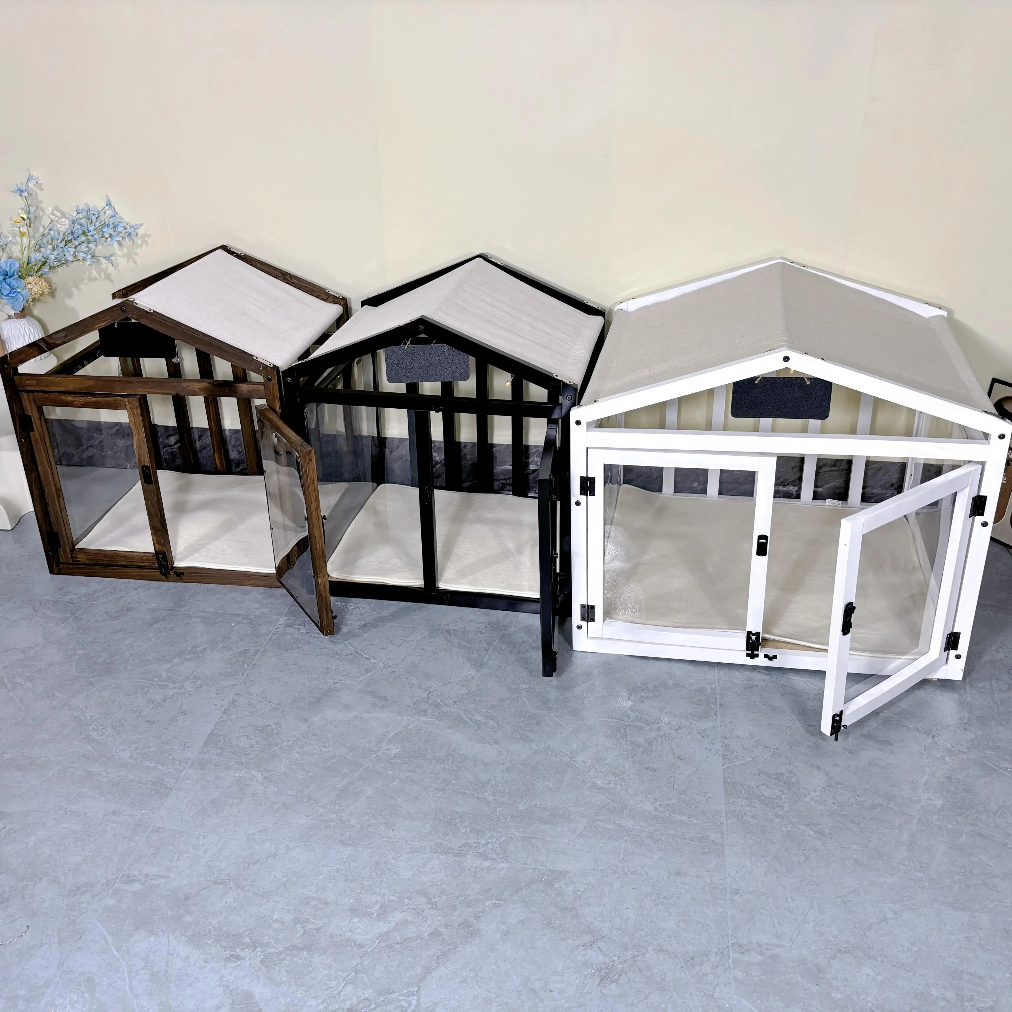 Perrera transparente de madera maciza, recinto para perros pequeños, casa de lujo para mascotas, casa para perros para interiores y exteriores, caja impermeable, productos para mascotas - imagen 5