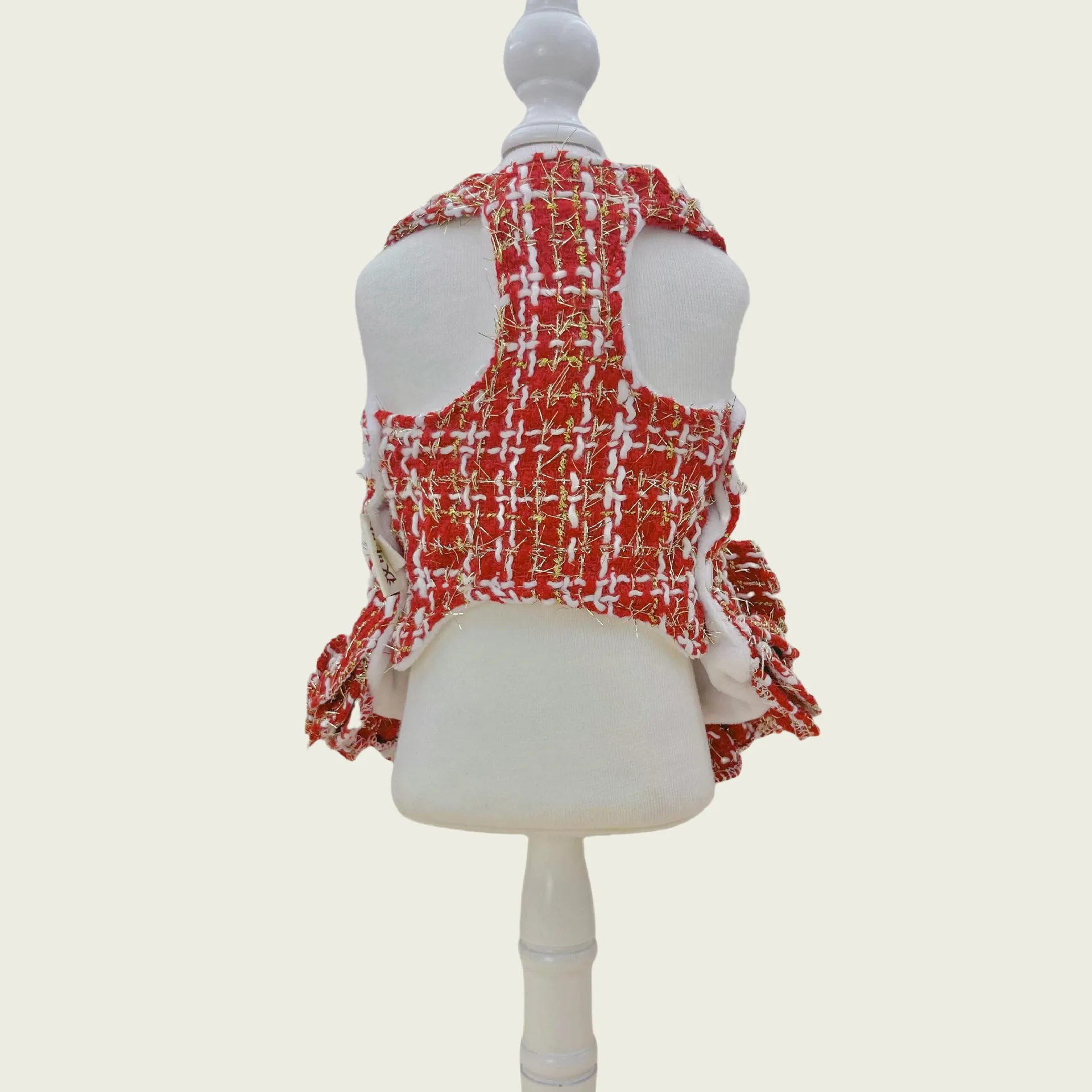 Falda esponjosa de piel navideña para mascotas, falda de princesa con lazo rojo, abrigo de invierno, vestidos para perros pequeños, ropa para cachorros, otoño e invierno - imagen 4