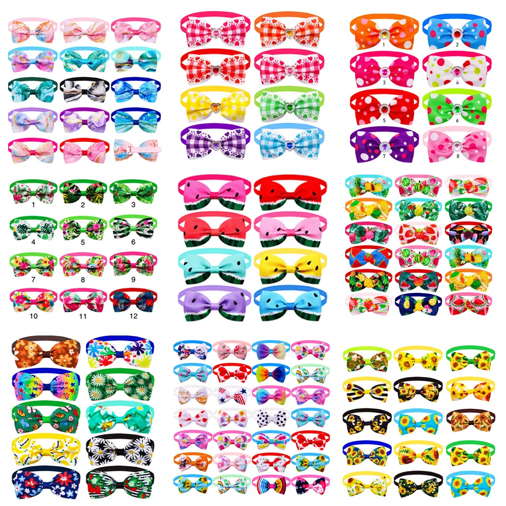 50 Uds. Pajarita de verano a granel para perros, lazos de moda estilo fruta para perros pequeños, pajaritas de verano para perros y mascotas, pajaritas para mascotas, accesorios para mascotas