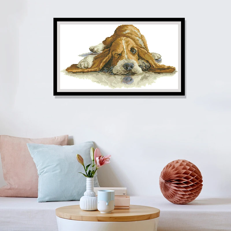 Kits de patrones de punto de cruz contados para cachorros lindos, juegos de costura de bordado sin imprimir, pintura de decoración del hogar de punto de cruz Diy 11CT14CT - imagen 3