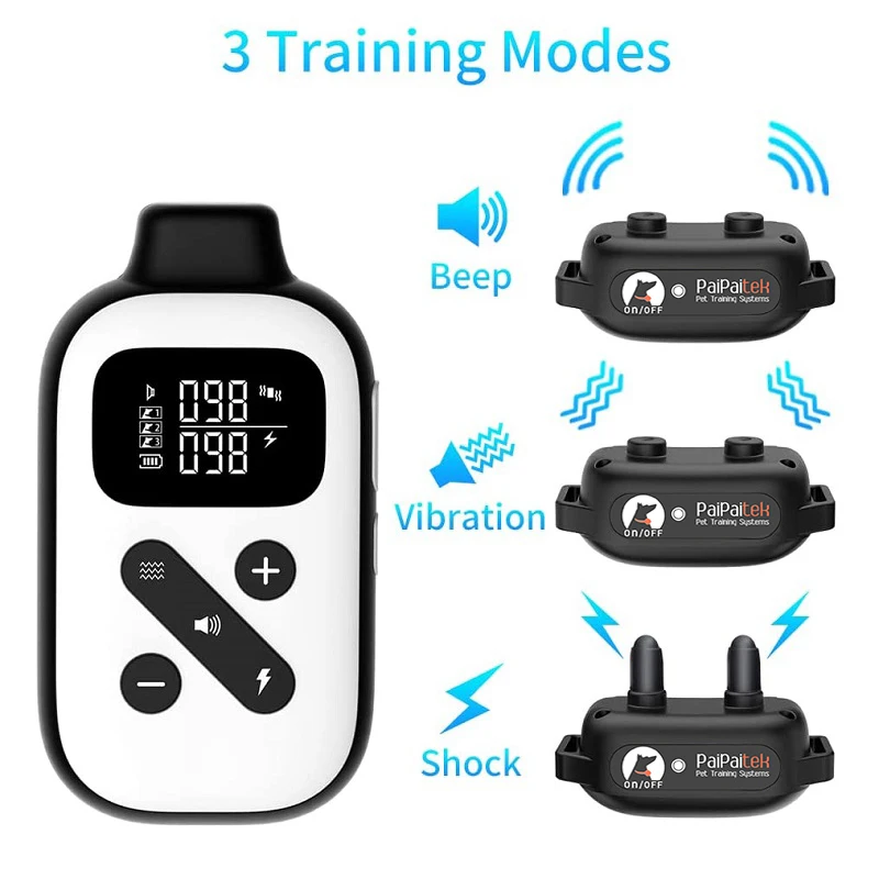 Nuevo Collar clásico de entrenamiento para perros en blanco y negro, Collar para corteza de perro, dispositivo sin corteza con collares reflectantes eléctricos remotos para perros y mascotas - imagen 4