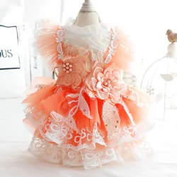 Vestido naranja para perro pequeño y gato – Elegante primavera