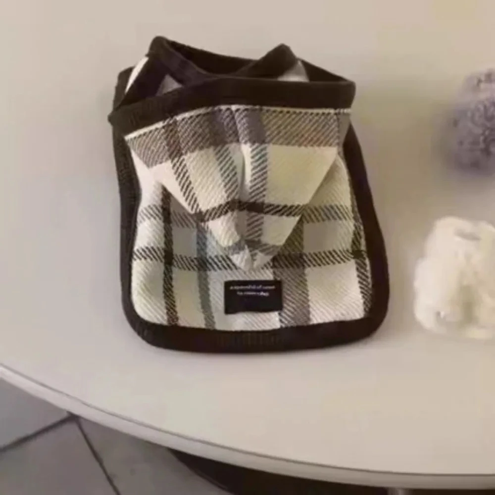 Chaleco a cuadros para mascotas, capa con capucha para perros, Teddy Schnauzer, Yorkshire, gato, abrigo para perros pequeños, ropa para cachorros, otoño e invierno