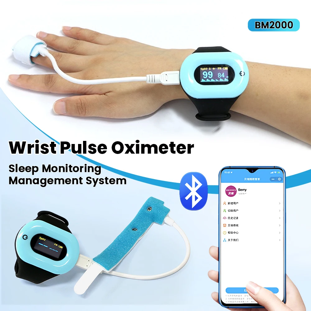 Monitor de espnea para dormir con Bluetooth, oxímetro de saturación de oxígeno y pulso para muñeca, diagnóstico para el cuidado de la salud