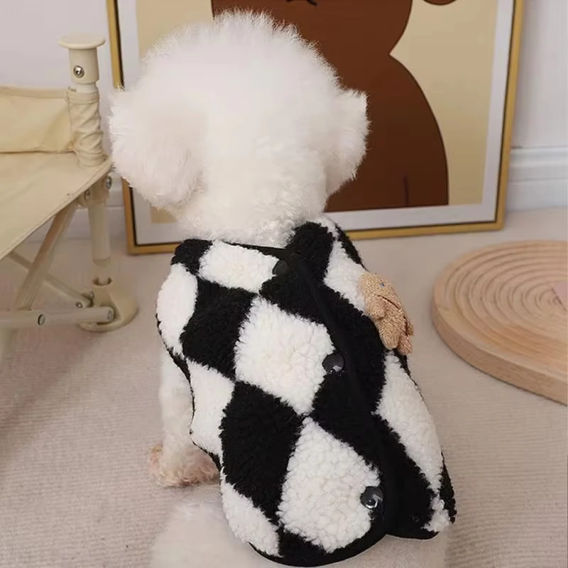 Ropa a cuadros para mascotas, chaqueta cálida de invierno para perros pequeños y medianos, abrigo cómodo para cachorros, disfraces de Chihuahua y Yorkshire - imagen 5