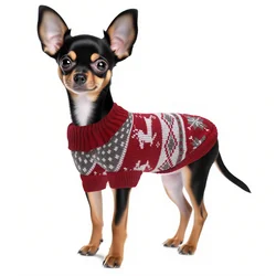 Suéter navideño para perros, suéter para cachorros, suéter navideño navideño con patrón de alce para perros y gatos