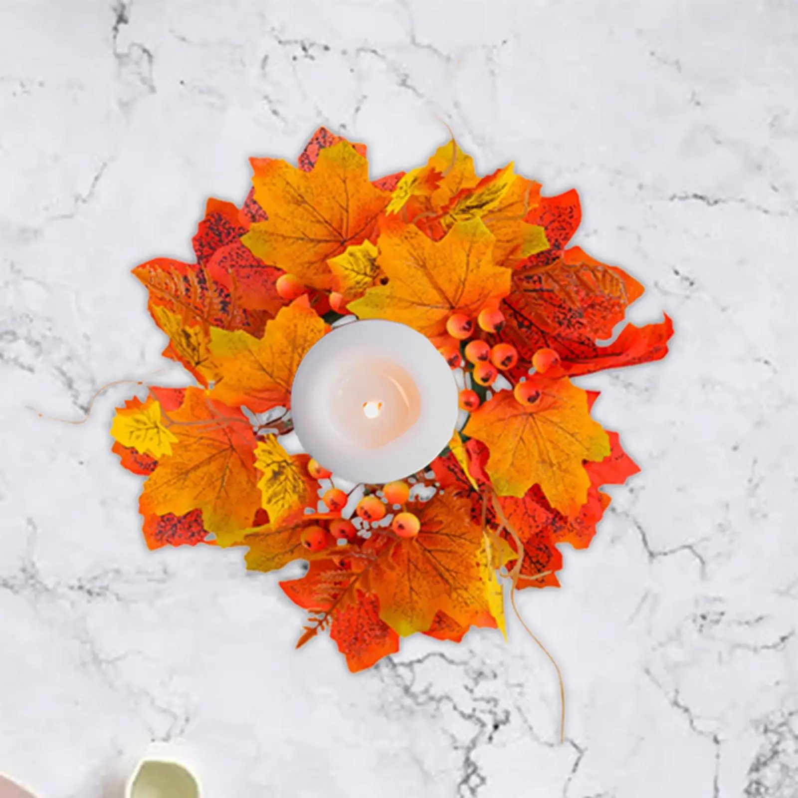 Halloween Candle Ring Wreath Small Autumn Wreath Fall Candle Rings Wreath for Halloween Tabletop Centerpieces Wedding Decor