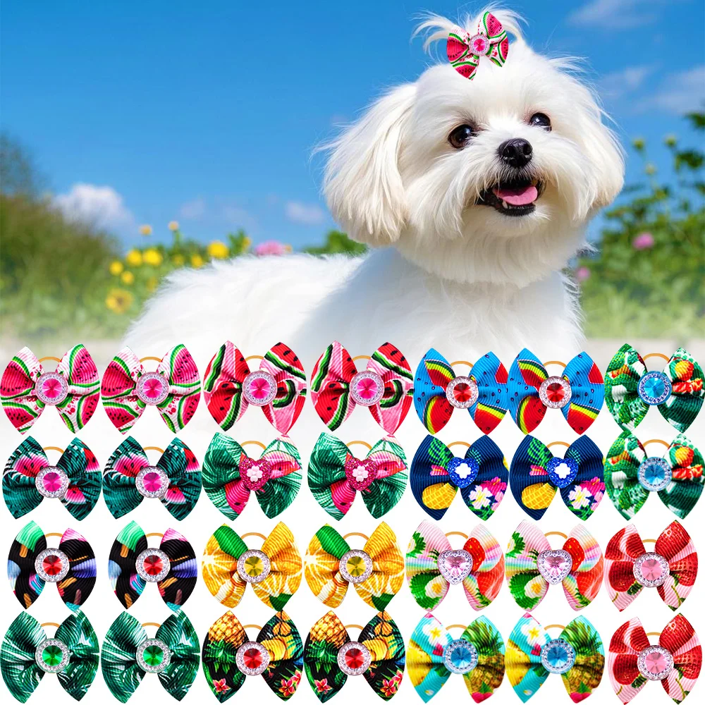 Lazos para el pelo de perros con diamantes – San Valentín