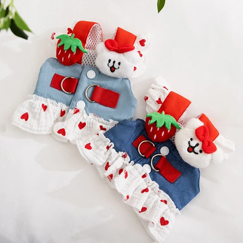 Lindo arnés para mascotas muñeco de nieve cachorro portador vestido Primavera Verano fino Teddy malla ropa Bichon vestido transpirable ropa para perros de dibujos animados - imagen 3