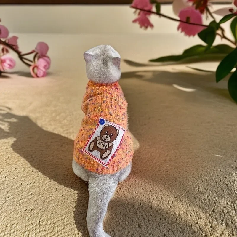 Perro tejidos nuevos gorro de colores hilo bolsillo oso suéter ropa de peluche pequeña y mediana - imagen 2