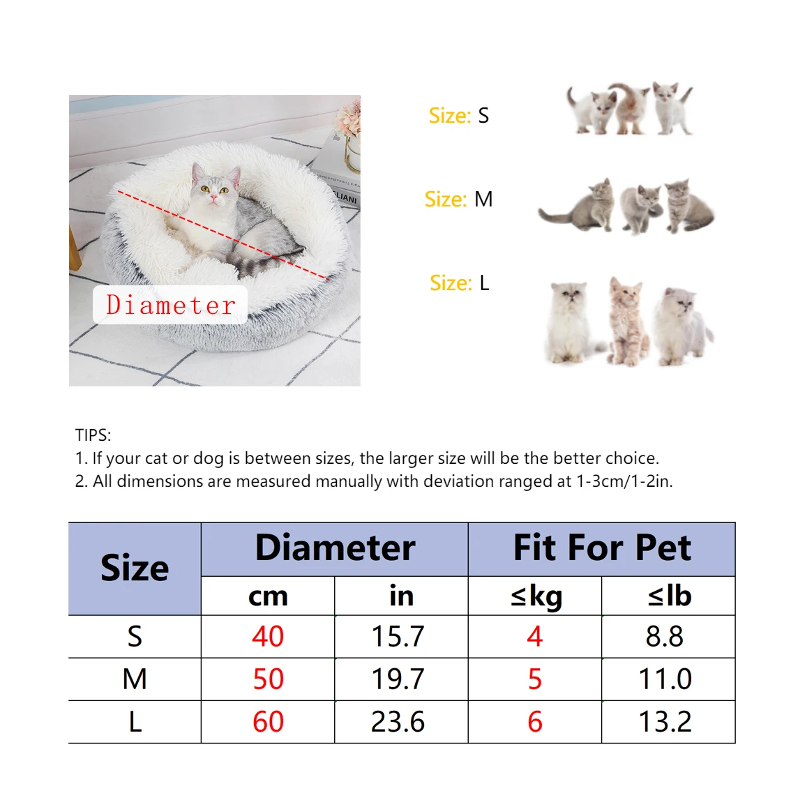 Cama redonda de felpa larga para gatos para un siesta cómoda y de moda - imagen 4