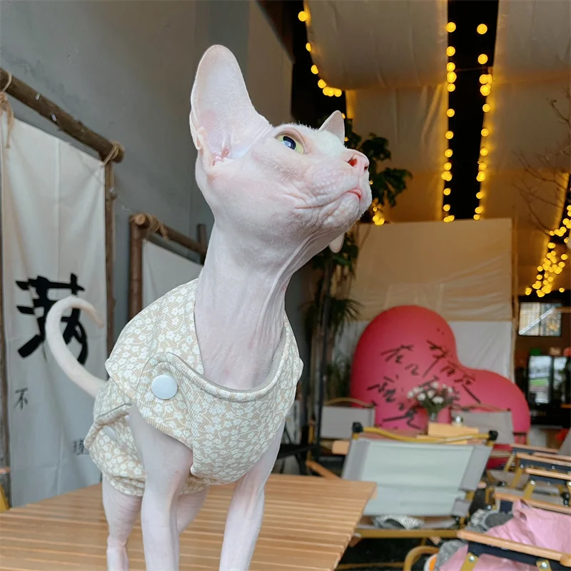 Chaqueta Cardigan de invierno para Sphnx Cat, abrigo de dibujos animados sin mangas de algodón dulce para perros pequeños de Devon Rex, pijama suave y cálido para un gato - imagen 3