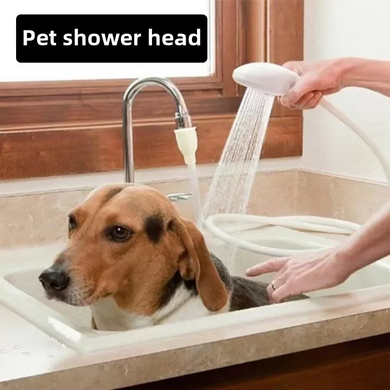 Boquilla de ducha de plástico Simple para mascotas, suministros de limpieza para baño, conexión rápida, productos para mascotas - imagen 2